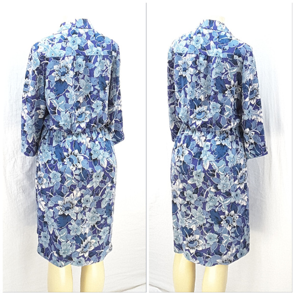 Blues / Purples POCKETS Dress, size Large / 10 - Picture 3 of 8